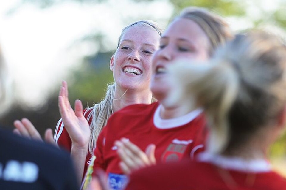 Jenny Hedfors efter vinsten mot RM på Runvallen där hon gjorde 1–0-målet.