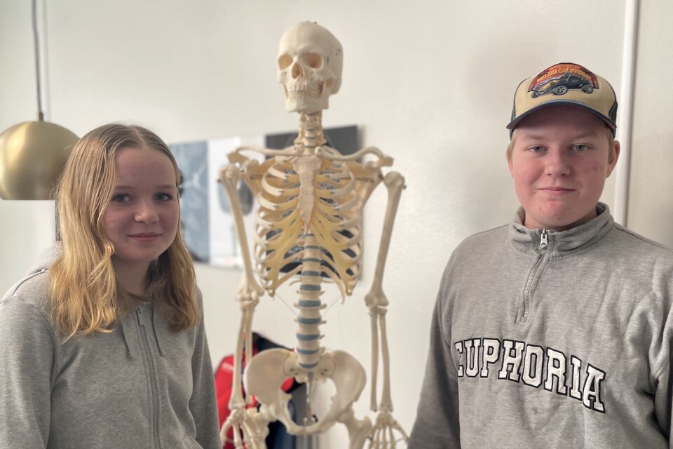 Emmy Sehler, 14, och Malcolm Magnusson, 14, var på plats med sin skola för att lära sig mer om vårdarbete.