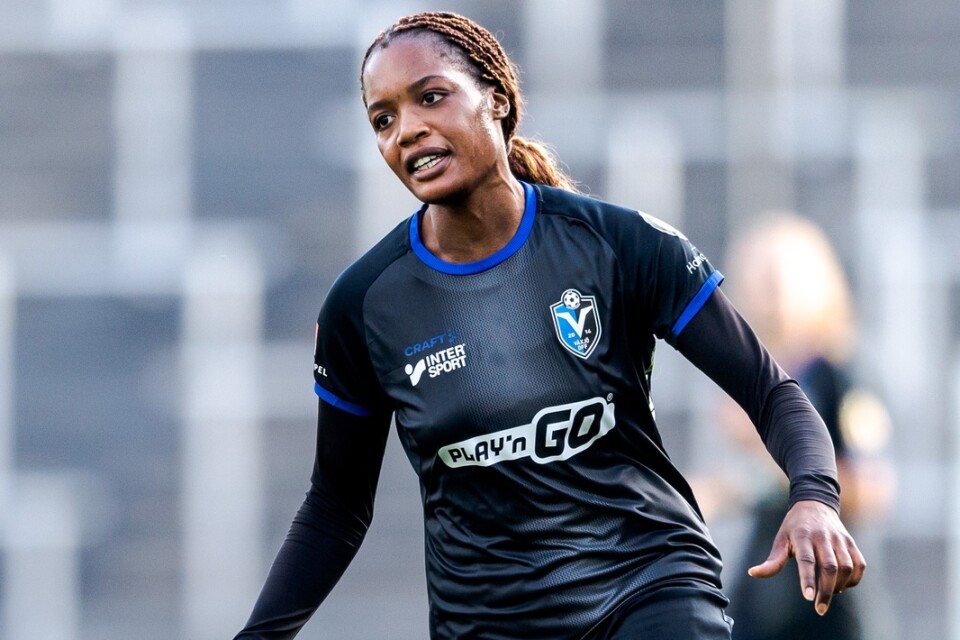 Evelyn Ijeh gjorde båda Växjö DFF:s mål i 2–2-matchen mot IFK Kalmar.