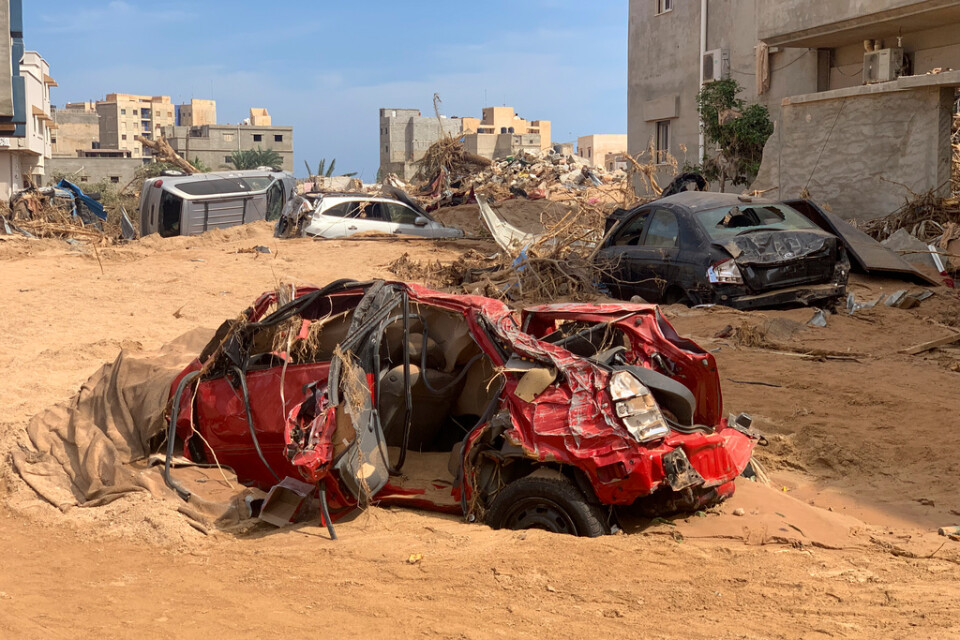Skador orsakade av översvämningarna i Libyen tidigare i september. Arkivbild.