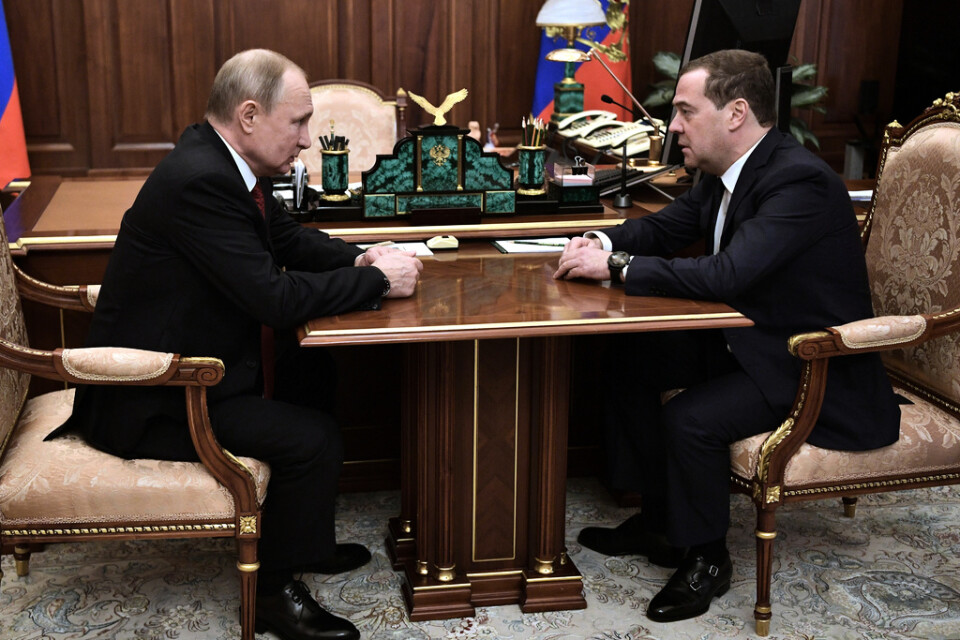 Rysslands president Vladimir Putin och premiärminister Dmitrij Medvedev,