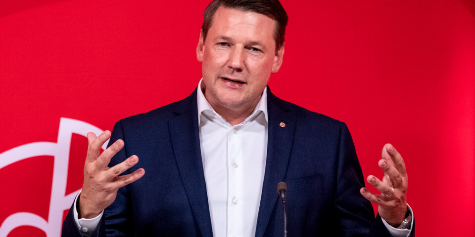 Socialdemokraterna presenterar sin plan för valet i år. På bilden partisekreteraren Tobias Baudin. Arkivbild.