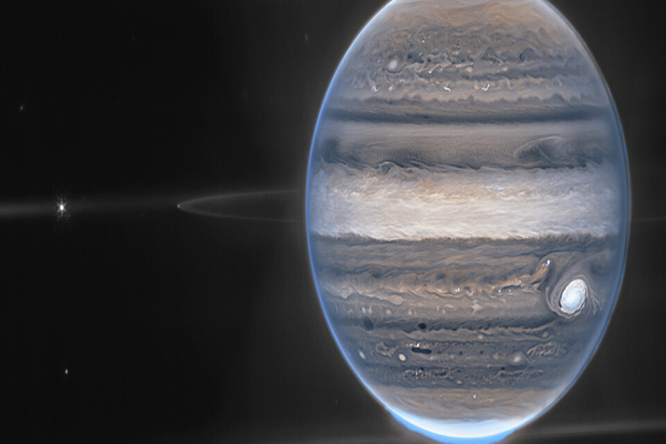 Jätteplaneten Jupiter som rymdsonden Juice når om åtta år. Arkivbild.