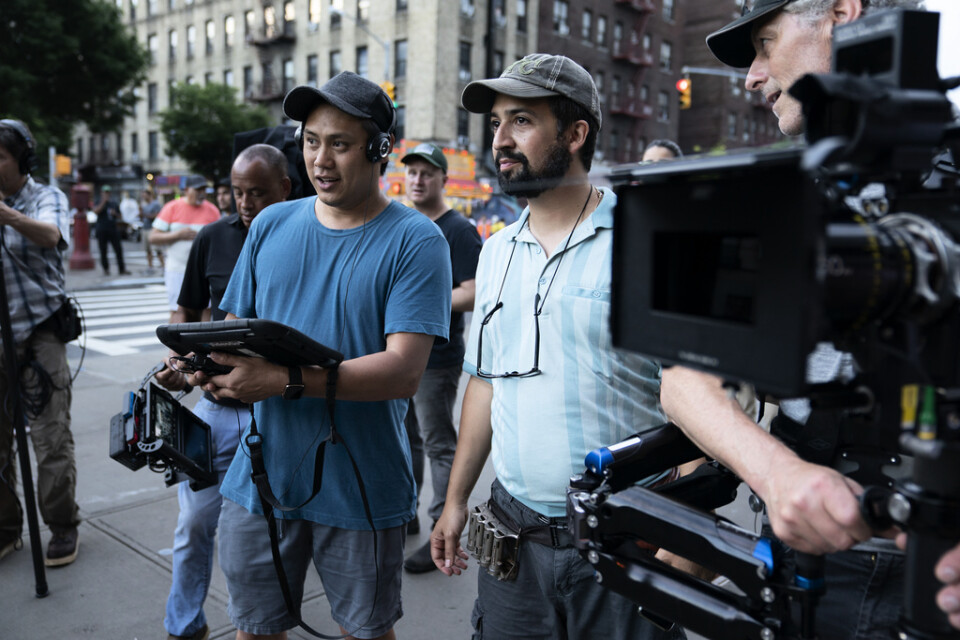 Regissören John Chu och Lin-Manuel Miranda under inspelningen av "In the Heights". Arkivbild.