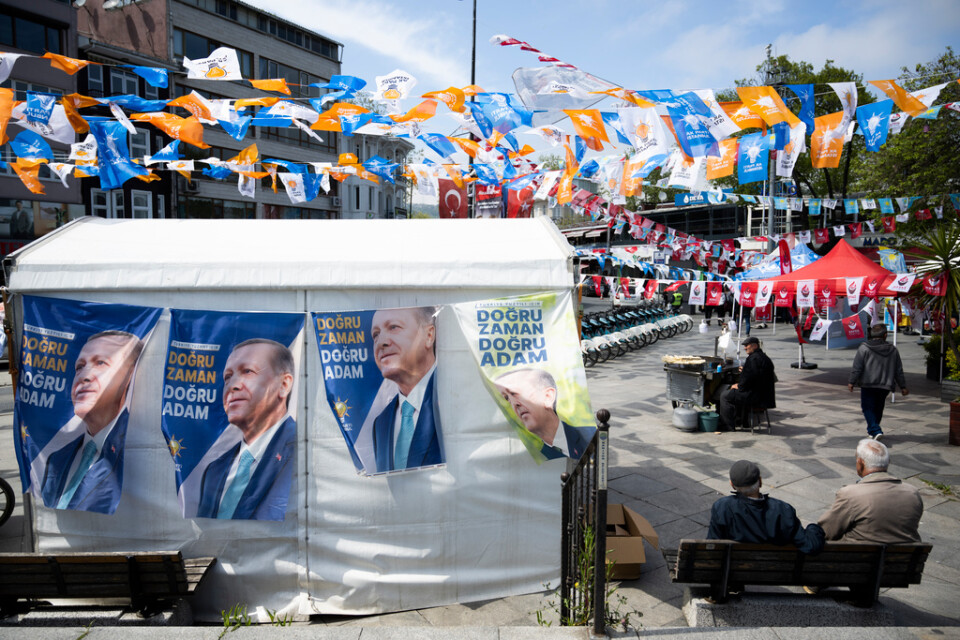 En valstuga i Istanbul för regeringspartiets AKP och president Recep Tayyip Erdogan.
