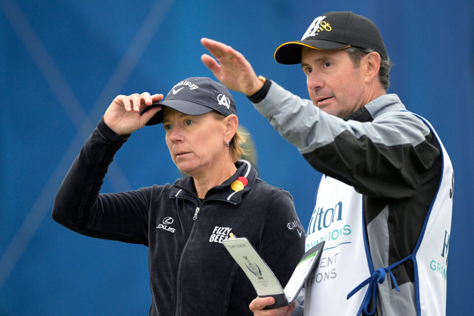 Annika Sörenstam och maken Mike McGee som är caddie när den svenska golfstjärnan ska spela US Open. Arkivbild.