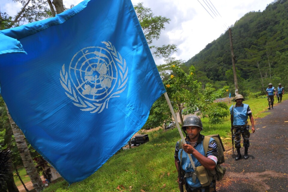 Blivande FN-soldater från Sri Lanka övar inför ett uppdrag inför ett fredsbevarande arbete. Arkivbild.