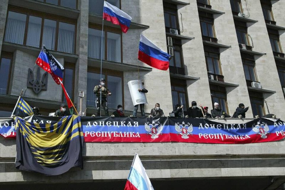 Ryska separatister i staden Donetsk.