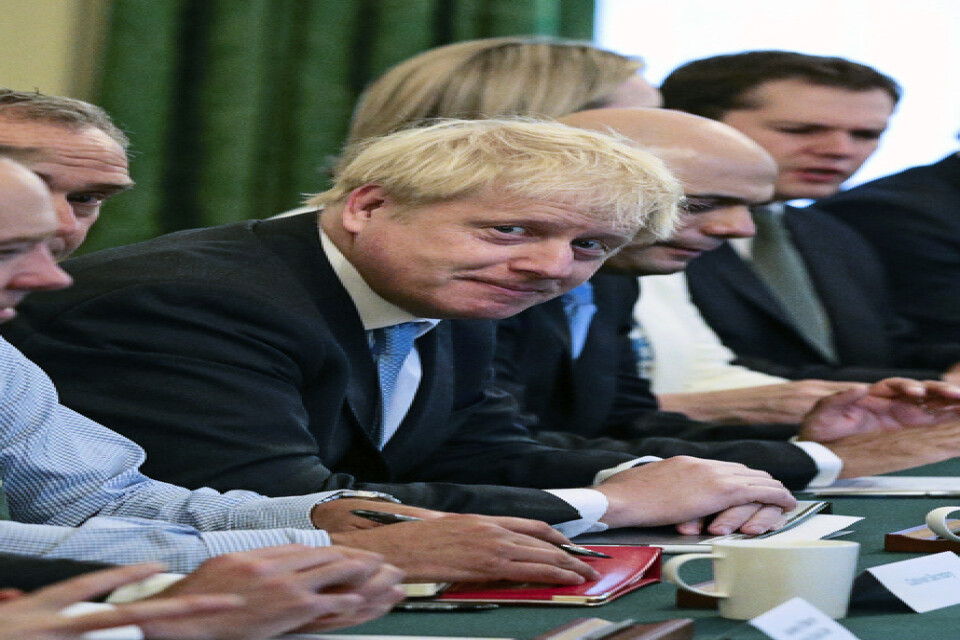 Premiärminister Boris Johnson vid sitt första regeringssammanträde i somras. Arkivbild.