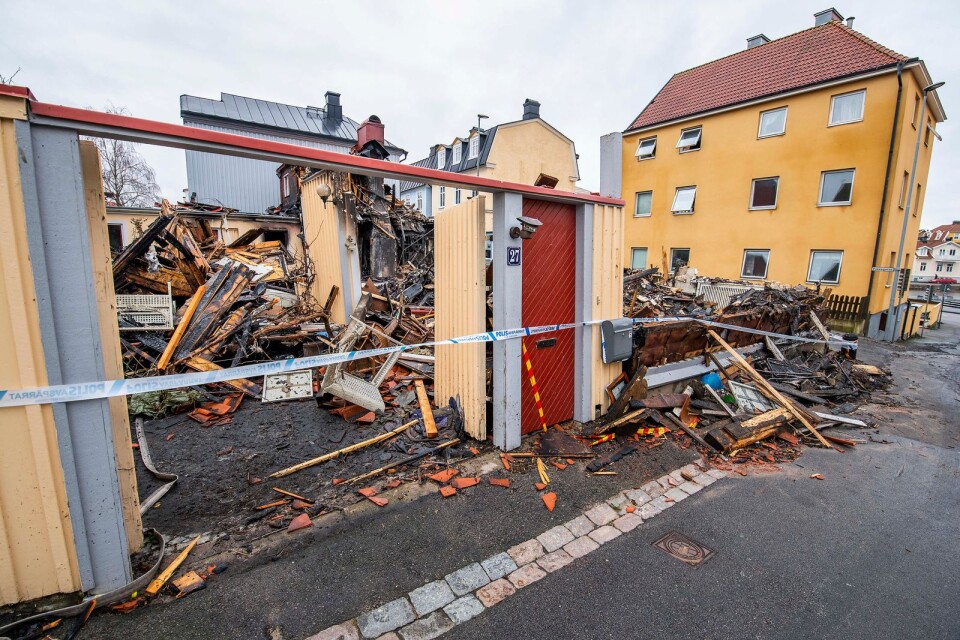 Byggnaden totalförstördes på Björkholmen.