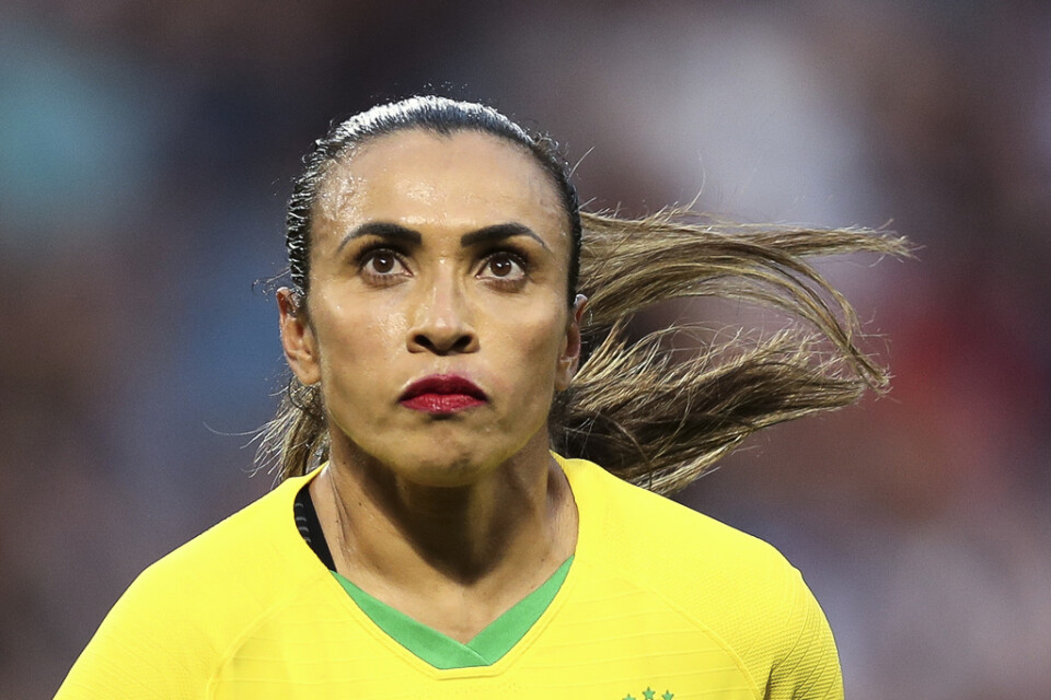 Brasilianska fotbollsprofilen Marta får framöver lika mycket pengar i samband med landslagsuppdrag som till exempel herrstjärnan Neymar. Arkivbild.