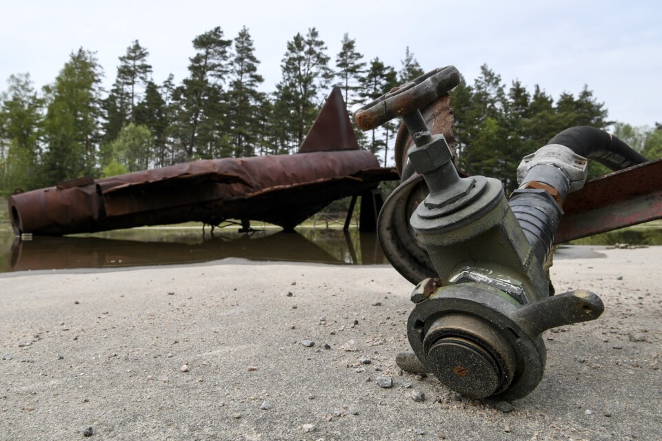 Brandövningsplatsen, där brandskum med PFAS användes, på F17 i Kallinge. Arkivbild.