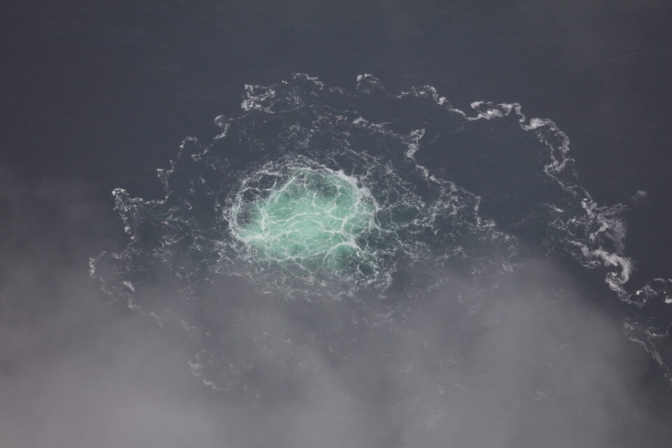 Fotot på läckan är taget den 28 september. Nu syns bubblorna inte längre på havsytan. Arkivbild.