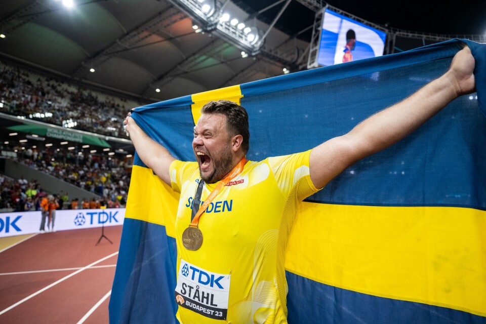Daniel Ståhl efter VM-guldet 2023.