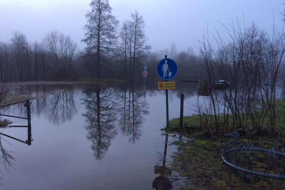 Bild från översvämmade området i Gemla/Öja.