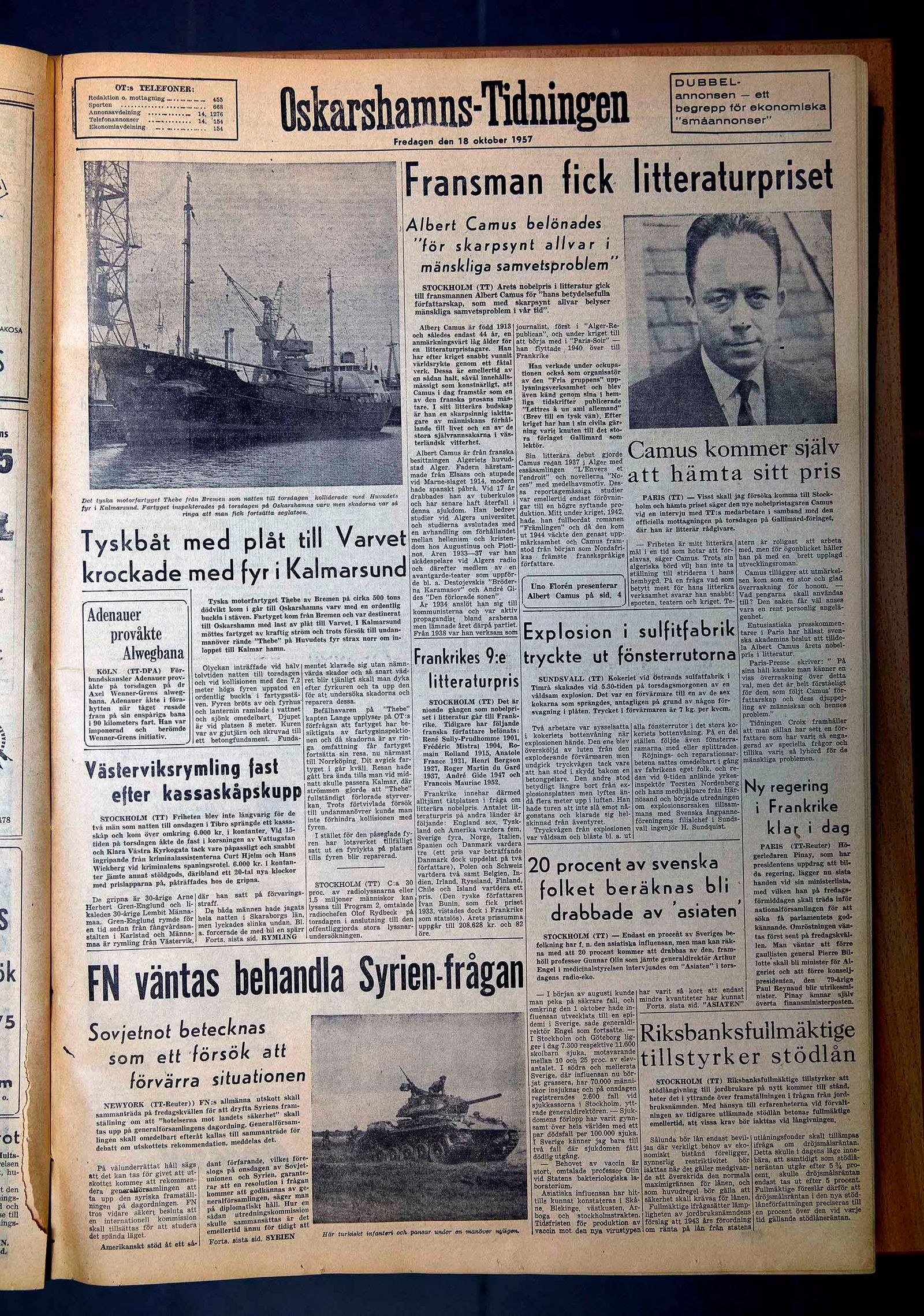 Oskarshamns-Tidningen den 18 oktober 1957