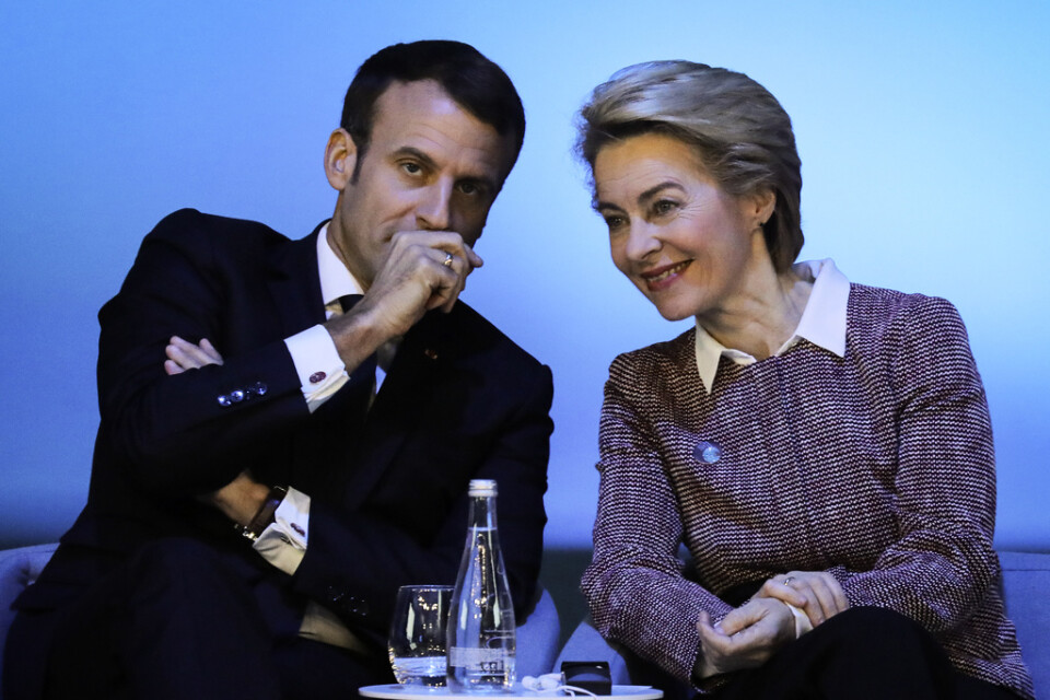 Frankrikes president Emmanuel Macron och EU-kommissionens tillträdande ordförande Ursula von der Leyen kan få det svårt att ordna godkänt för franske blivande kommissionären Thierry Breton. Arkivfoto.