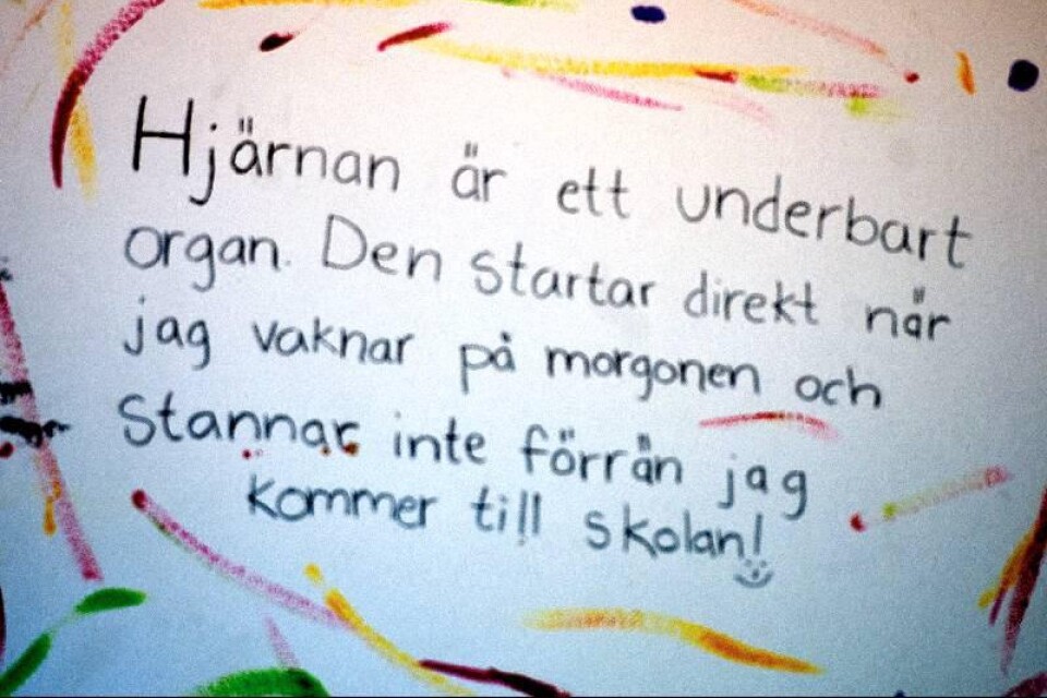 Affischen hänger på en vägg på skolan.Foto: Tommy Svensson