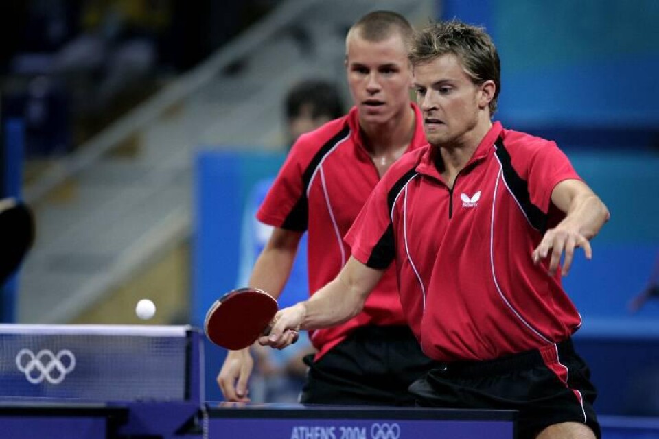 Bronsmedaljör. KFUM Kristianstad nyförvärv Finn Tugwell (längst fram) tog OS-brons i dubbel i Aten 2004.