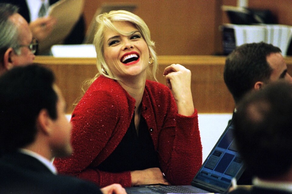 Anna Nicole Smith i en domstol år 2000. Arkivbild.