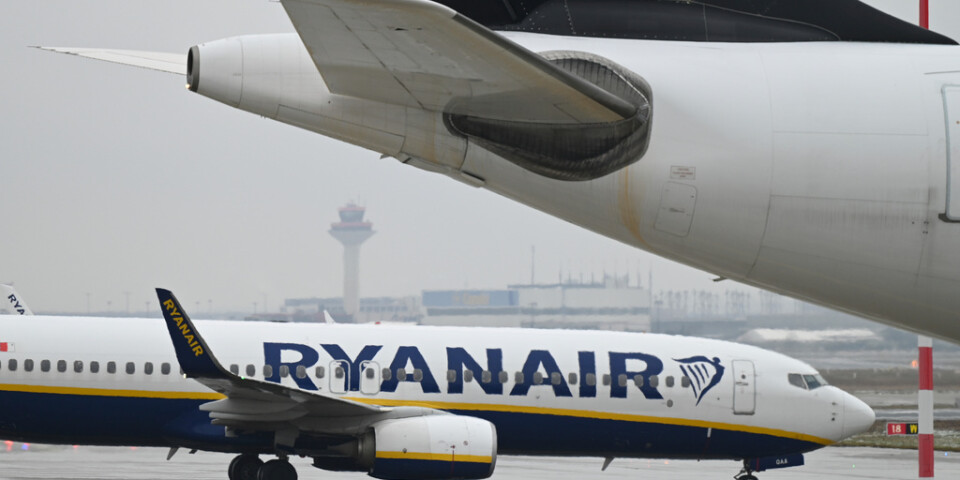Ett Ryanair-plan vid Frankfurts flygplats. Arkivbild.