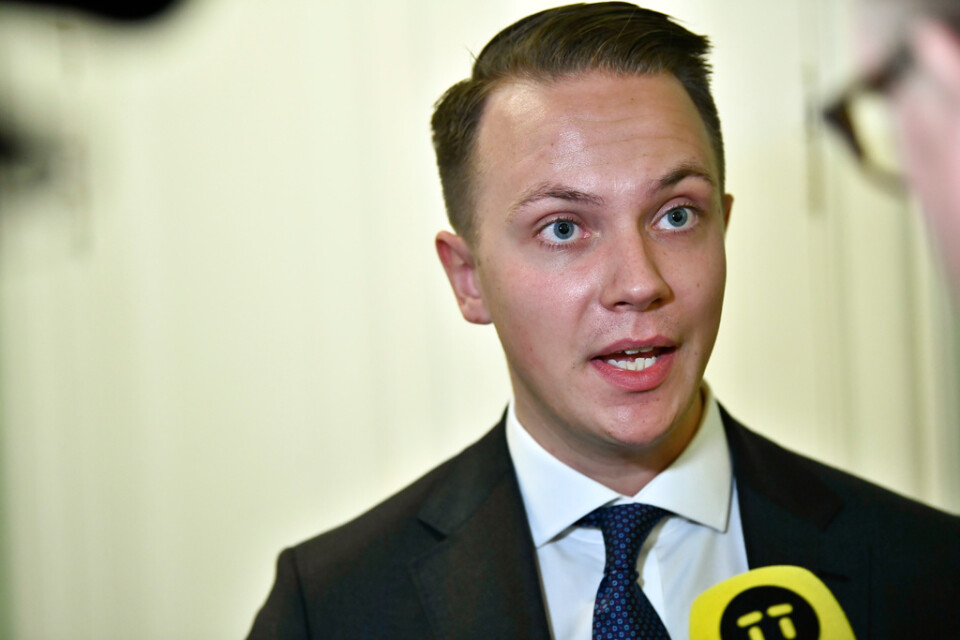 SD-toppen Tobias Andersson lanserar förslag om statligt kärnkraftsbolag. Arkivbild.