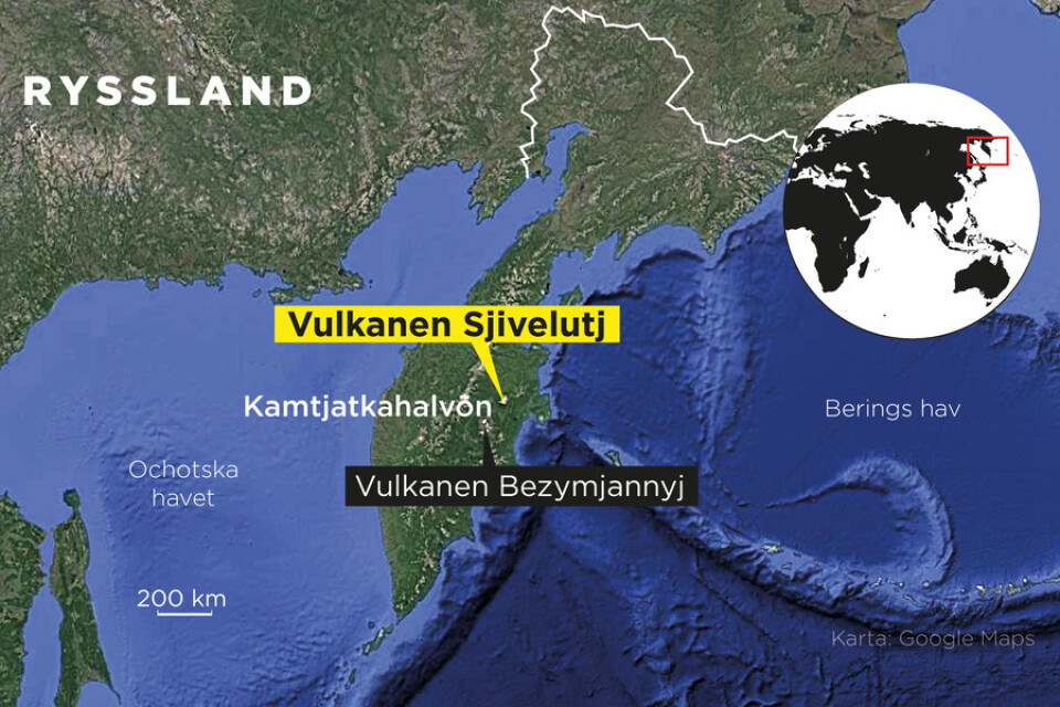 Kamtjatkahalvön ligger i Rysslands östra ände och sträcker sig mot Japan.