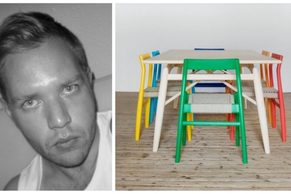 Anders Möller och till höger ett smakprov på möblerna han tillverkat. Foto: Privat och Sanna Trygg