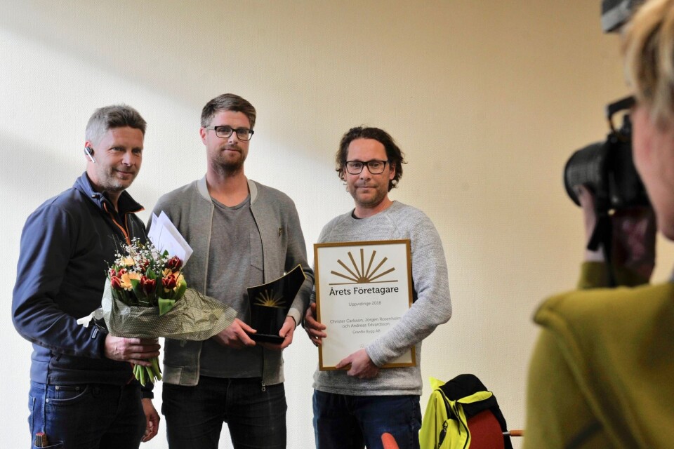 Jörgen Rosenholm, Andreas Edwardsson och Christer Karlsson äger Granflo Bygg. Under torsdagseftermiddagen blev de utsedda till Årets Företagare i Uppvidinge.