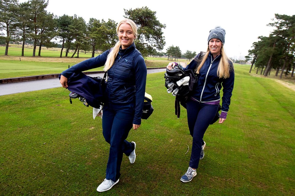 Golfsyskonen Sarah och Emma Nilsson från Yngsjö ser till att träna hårt inför omstarten av Europatouren i sommar.