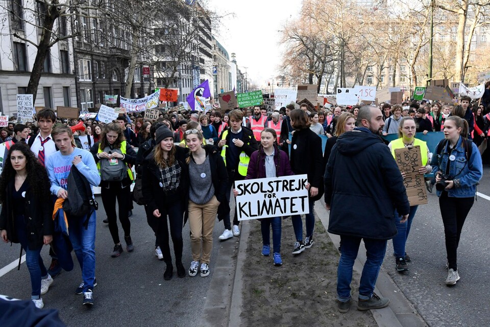 Greta Thunbergs skolstrejk för klimatet har inspirerat andra till att göra samma sak. I Bryssel tågade tusentals ungdomar för klimatet.