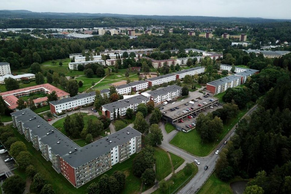 Stadsdelen Hässleholmen i Borås, med Distans- och Våglängdsgatan i förgrunden. Det var här som det besinningslösa mordet på en 18-åring skedde 22 mars i år. Nu har tingsrättsdomen kommit.