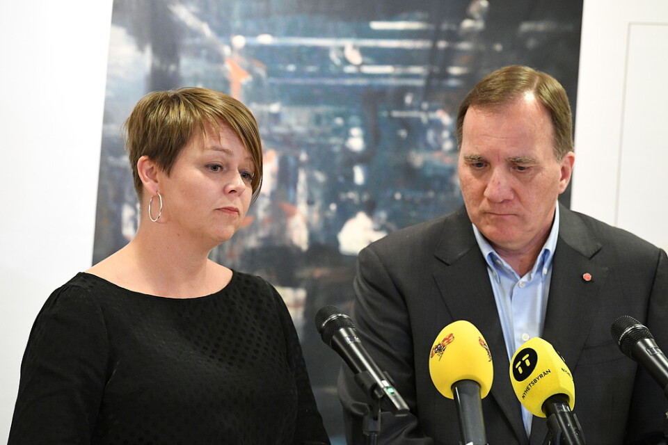 Katrin Stjernfeldt Jammeh (S) och statsminister Stefan Löfven (S) håller en pressträff i Malmö.