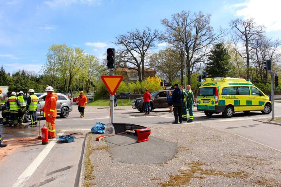 En trafikolycka inträffade vid södra infarten till Borgholm under fredagseftermiddagen.