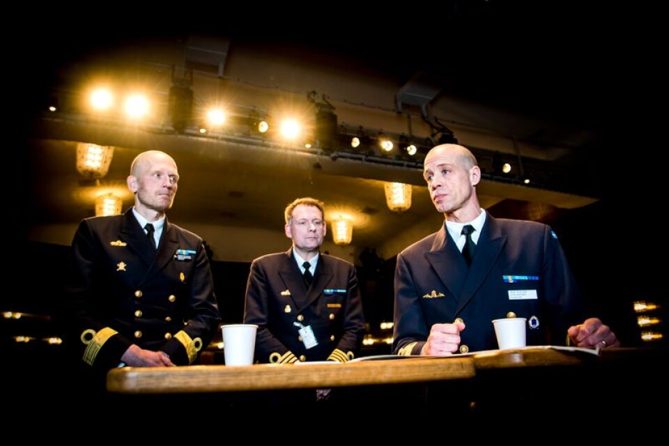 Marintaktiska chefen Anders Olovsson, Sjöstridsskolan chef Magnus Jönsson och marinchefen Jens Nykvist var på plats i Karlskrona.