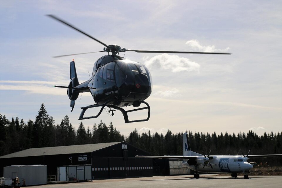 Företaget Heli air erbjuder helikopterfärder över Växjö. Foto: Anna-Stina Stenbäck
