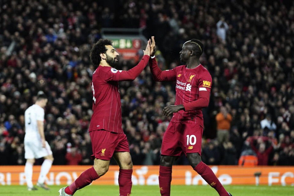 Egyptiern Mohamed Salah och senegalesen Sadio Mané är två av Liverpools största stjärnor. Men efter brexit kan det bli färre utländska stjärnor i Premier league. Arkivbild.