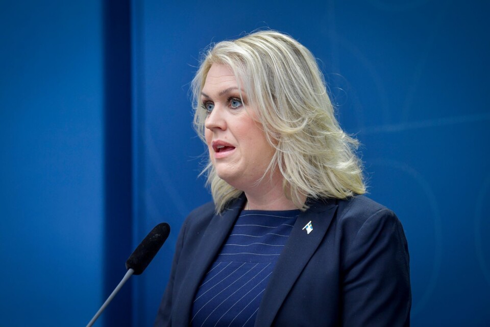 Socialminister Lena Hallengren när särskilda utredaren Åsa Kullgren presenterade delbetänkandet "Hälso- och sjukvården i det civila försvaret" som överlämnas till regeringen.