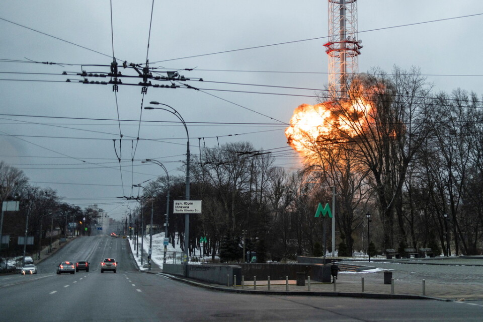 Tv-tornet i Kiev bombades under tisdagseftermiddagen.