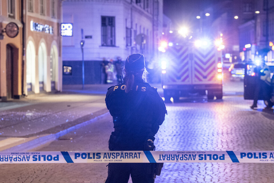 Avspärrningar i centrala Lund efter explosionen.