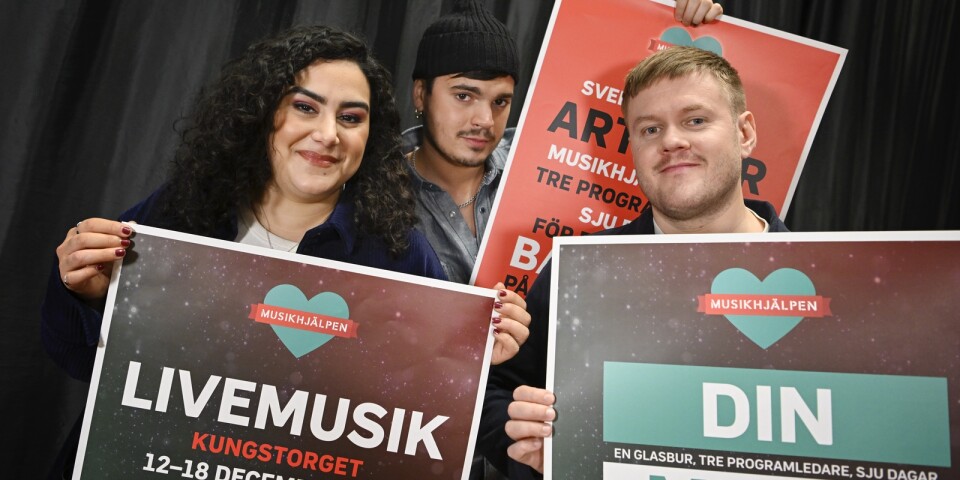 Oskar Zia, Tina Mehrafzoon och Klas Eriksson är årets programledare för Musikhjälpen.