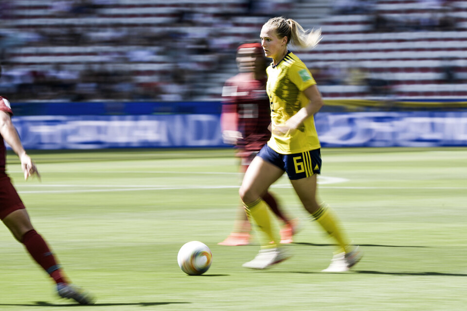 Magdalena Eriksson i gruppspelsmatchen mellan Sverige och Thailand i Nice i söndags.