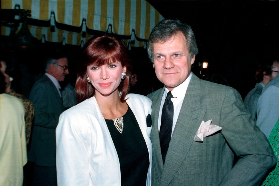 Ken Kercheval tillsammans med Victoria Principal som spelade Pamela Barnes Ewing i "Dallas". Året är 1986. Arkivbild.