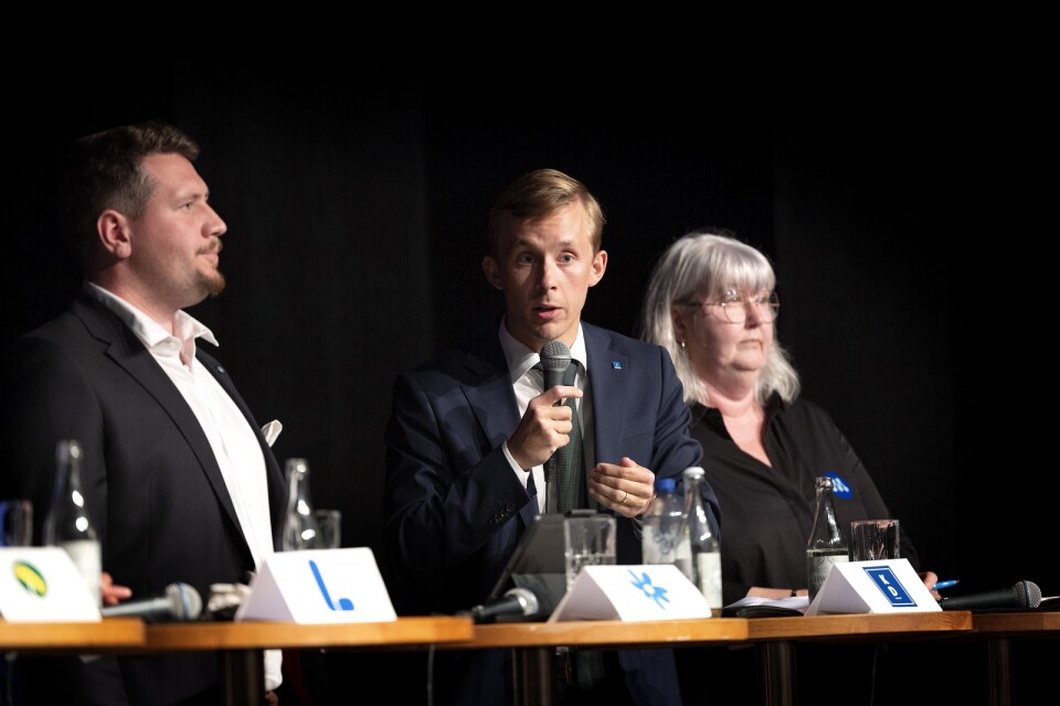 Andreas Exner (SD), Niklas Arvidsson (KD) och Annette Carlson (M) under BT:s slutdebatt.