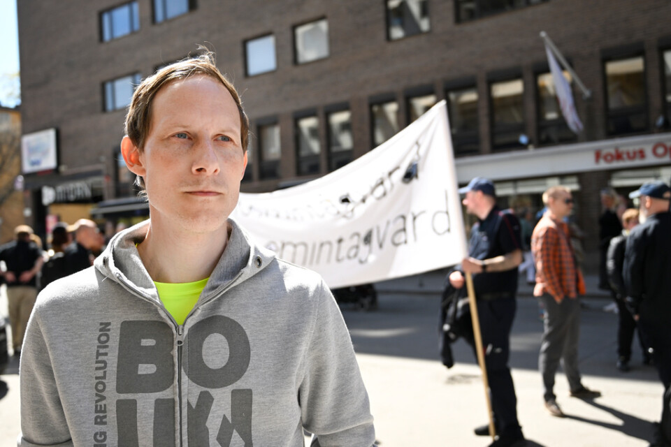 Nils Westberg Ahlmark var en av många tågförare som för några veckor sedan demonstrerade utanför det egna fackförbundet Sekos huvudkontor. Arkivbild.