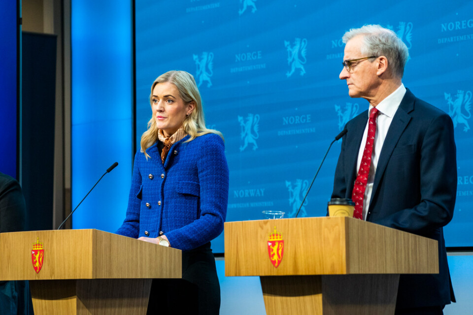 Norges justitie- och beredskapsminister Emilie Enger Mehl, här tillsammans med statsminister Jonas Gahr Støre. Arkivbild.