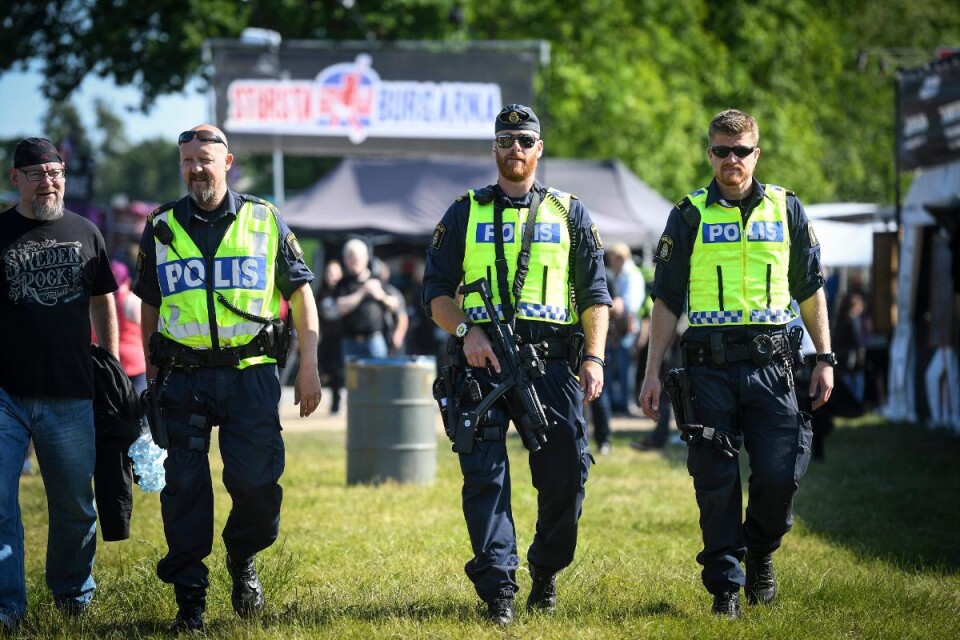 Polisen hade extra resurser för att kolla just narkotikabrott på Sweden Rock. 63 av alla anmälningar som kom in rör narkotika. Foto: Fredrik Sandberg/TT