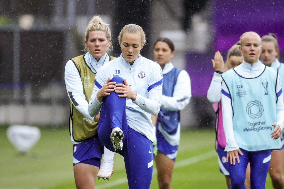 Chelseas lagkapten Magdalena Andersson under lagets träning på Gamla Ullevi inför söndagens final i Champions League mot Barcelona.