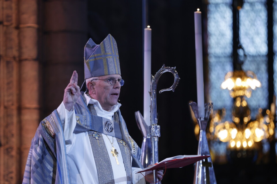 Nye ärkebiskopen Martin Modéus i Uppsala domkyrka.