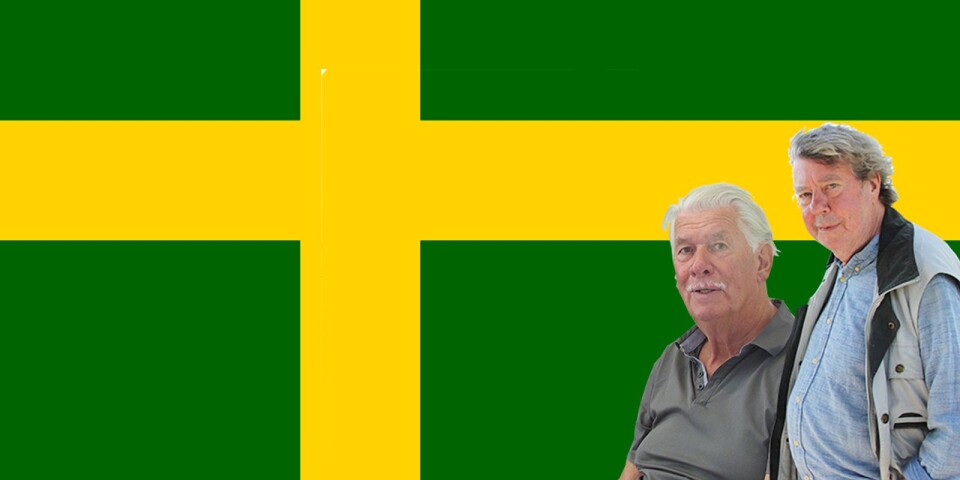 Michel Djanaieff och Johan von Reis skapade Ölands inoficiella flagga på 1970-talet. (Bilden är ett montage).